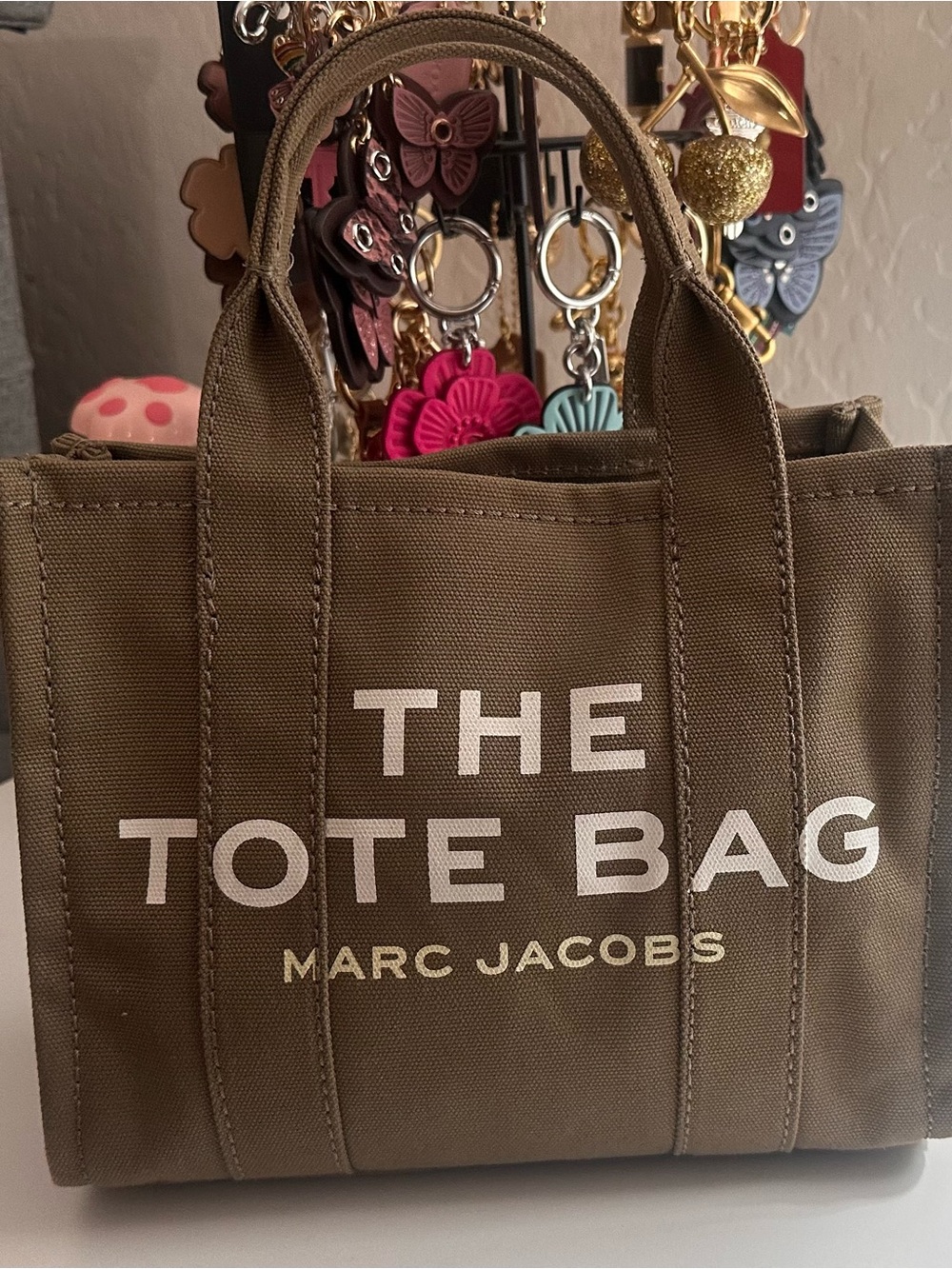 Marc Jacobs Olive Canvas small Tote with White Logo